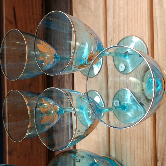 VTG Romania Blue Aqua Decanter & 5 Cordial Glass - Picture 2 of 16